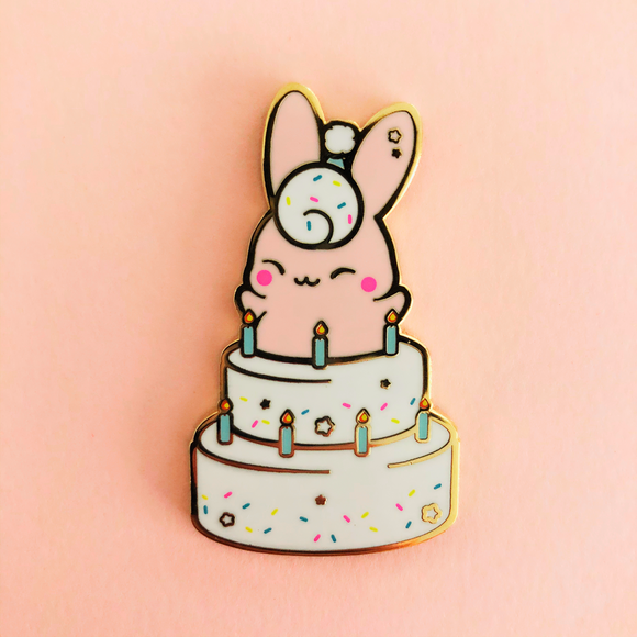 Birthday Bunny Cake Enamel Pin