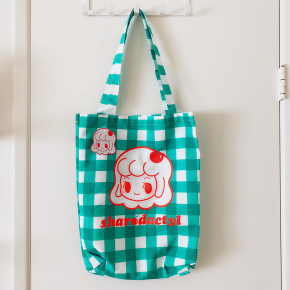 Sharodactyl Tote Bag Green Gingham