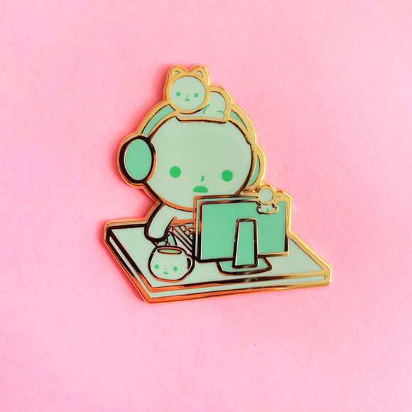 Green Computer Enamel Pin