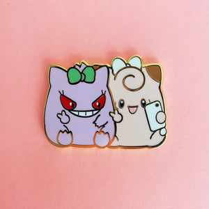 Cutie Selfie Pink and Purple Enamel Pin