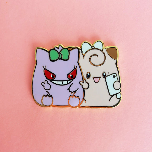 Cutie Selfie Pink and Purple Enamel Pin