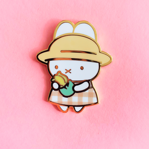 Bunny Yellow Flower Enamel Pin