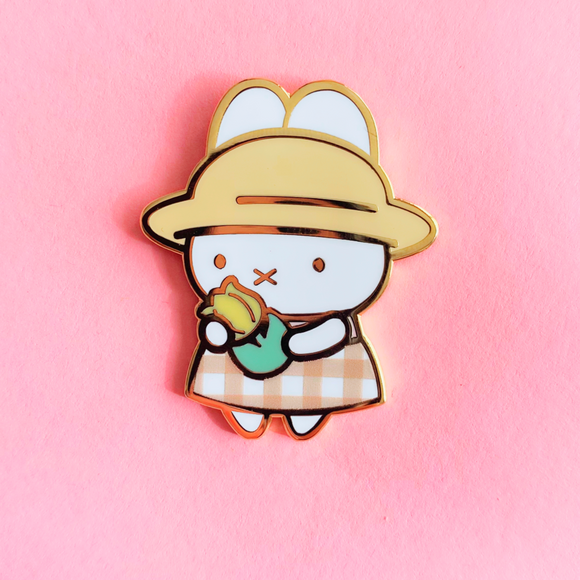 Bunny Yellow Flower Enamel Pin