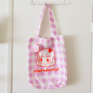 Sharodactyl Tote Bag Purple Gingham