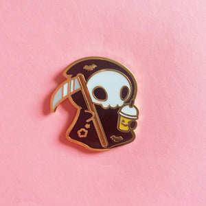 Grimby With Drink Enamel Pin