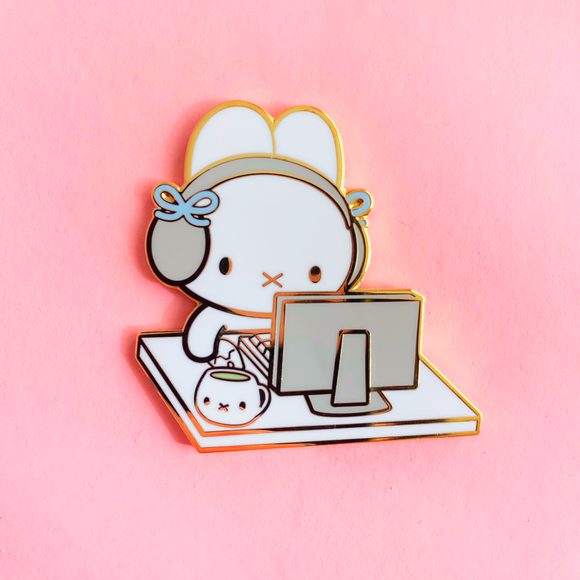 Bunny Blue Computer Enamel Pin