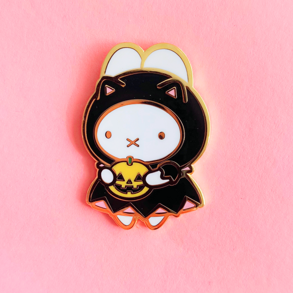 Bunny Cat Halloween Enamel Pin