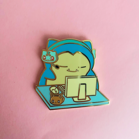 Sleepy Computer Enamel Pin