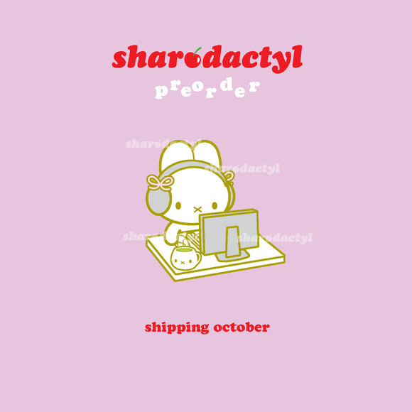 ★Preorder★ Bunny Pink Bow Computer Enamel Pin SHIPS OCTOBER