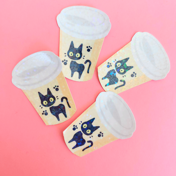 Mini Cat Coffee Cup Stickers