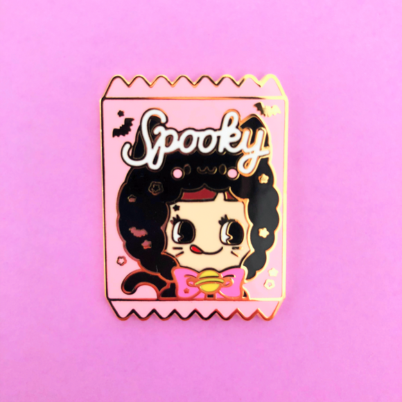 ♥B GRADE♥ Spooky Cat Halloween Candy Bag Enamel Pin