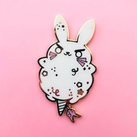 ♥B GRADE PIN♥ White Bunny Cotton Candy Enamel Pin