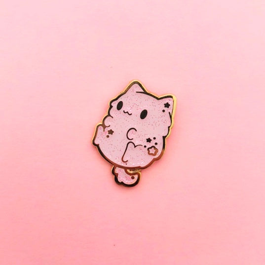 Pink Sparkly Itty Bitty Kitty Enamel Pin