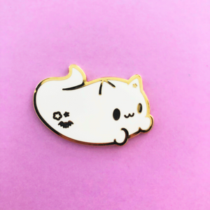 Long Ghost Kitties Enamel Pin