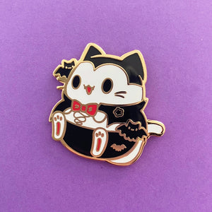 Vampire Halloween Kitty Enamel Pin